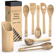 wooden utensils set eco-friendly Bamboo Wooden Spoons & Spatula Kitchen Cooking Utensils Set